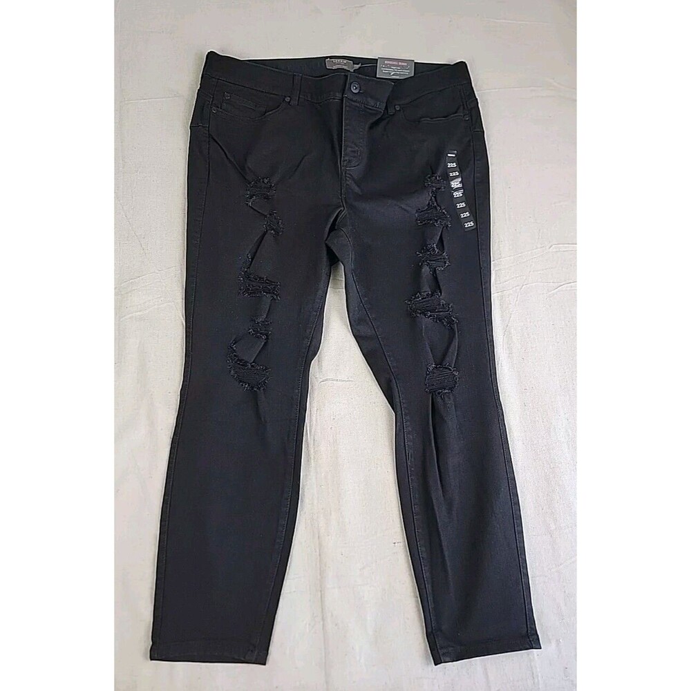 Torrid Bombshell Skinny Jeans Womens 22S Black Distressed Ripped Premium Stretch